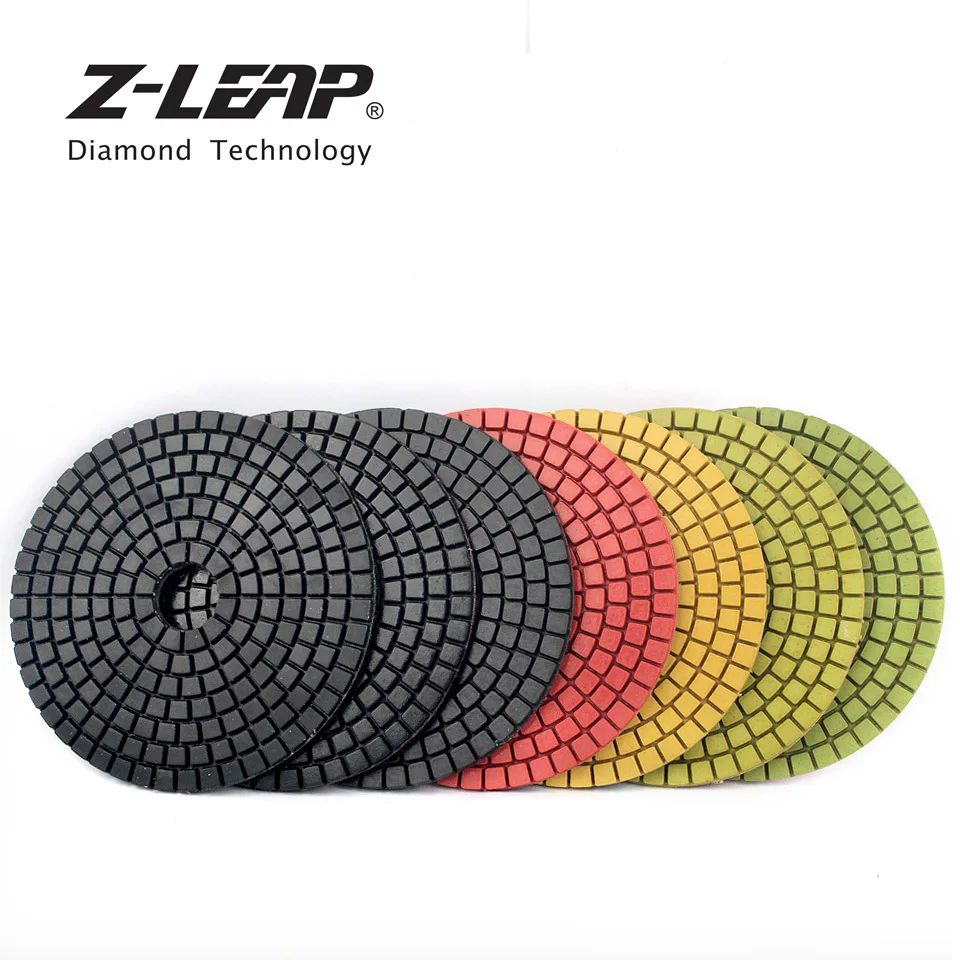 

Z-LEAP 4" 7cps Diamond Polishing Pads Wet Use Colorful Sanding Disc Flexible Dremel Accessories Grinding Disc for Marble Stone