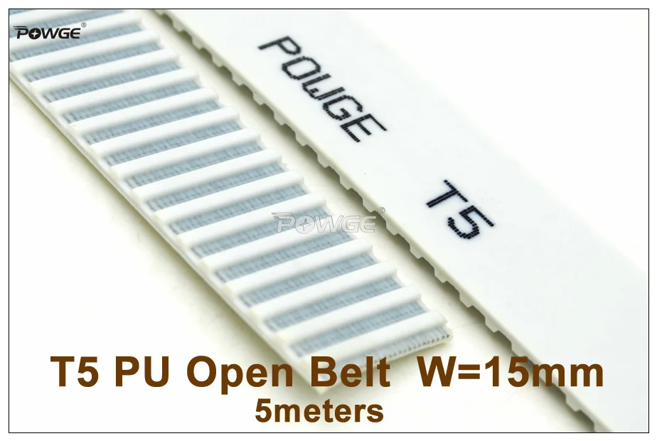 POWGE 5meters T5 Timing Belt Width=15mm Pitch=5mm PU With Steel Core Open-End Belt T5 15 Synchronous Belt T5-15 