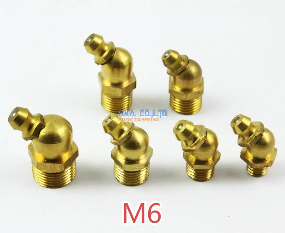 

20 Pieces M6 Brass 45 Degree Grease Zerk Grease Nipple Fitting