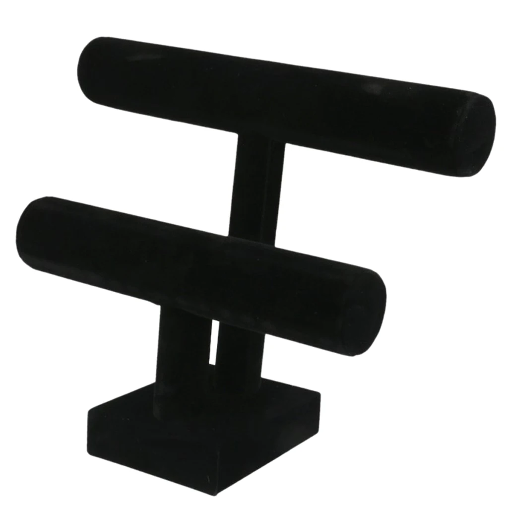 

2-Tier Bangle Bracelet Display Holder T-Bar Stand Black