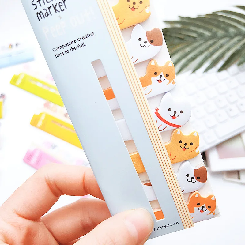 1Pcs Cute Kawaii Cartoon Animal Bookmark Sticky Note Student Message Sticky Planner Stickers Memo Pad Gift Stationery Notebook