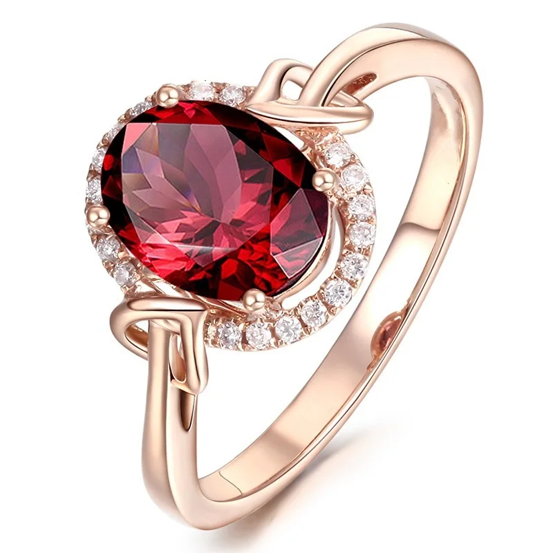 OMHXZJ Wholesale European Fashion Woman Man Party Wedding Gift Luxury Oval White Red AAA Zircon 18KT Rose Gold Ring RR515