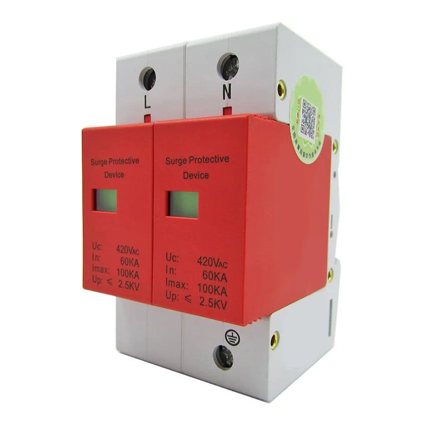 واقي الطفرة للحماية من الصواعق ، مزود طاقة أحادي الطور ، 100KA ، 2P ، ، ، ، V