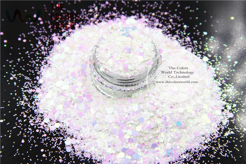 TCI04-H1 Perlescente Indescent Bianco Bule Luce di Scintillio di Colori Hexagon forme Glitter per nail art FAI DA TE e decorazione di Festa