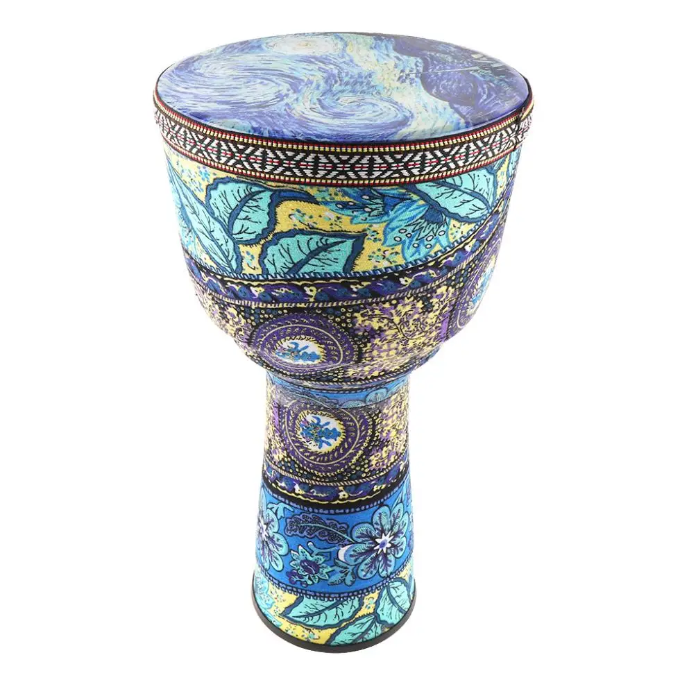 8.5 Inch Beautiful African Djembe Drum Colorful Cloth Art ABS Barrel PVC Skin for Hand Drum Musical Instrument Tambor