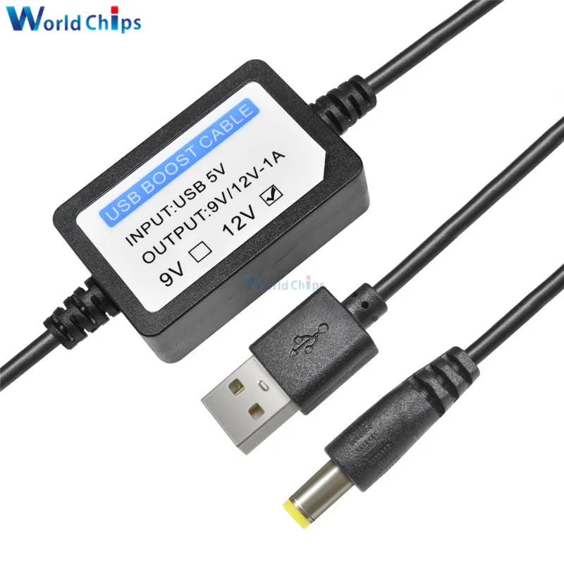 USB Charge Power Boost Cable DC 5V to DC 9V/12V 1A 2.1x5.5mm Step UP Module USB Converter Adapter Cable with Boost Component