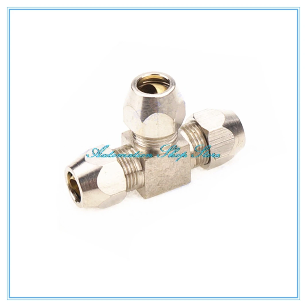 Pneumatic fittings Brass T Type 4 6 8 10 12mm OD Tube Compression Ferrule Tube Compression Fitting Connector PE