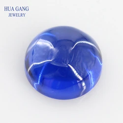 113# Blue Round Shape Cabochon Cut Flat Bottom Gems Synthetic Spinel Stone For Jewelry  2-12mm