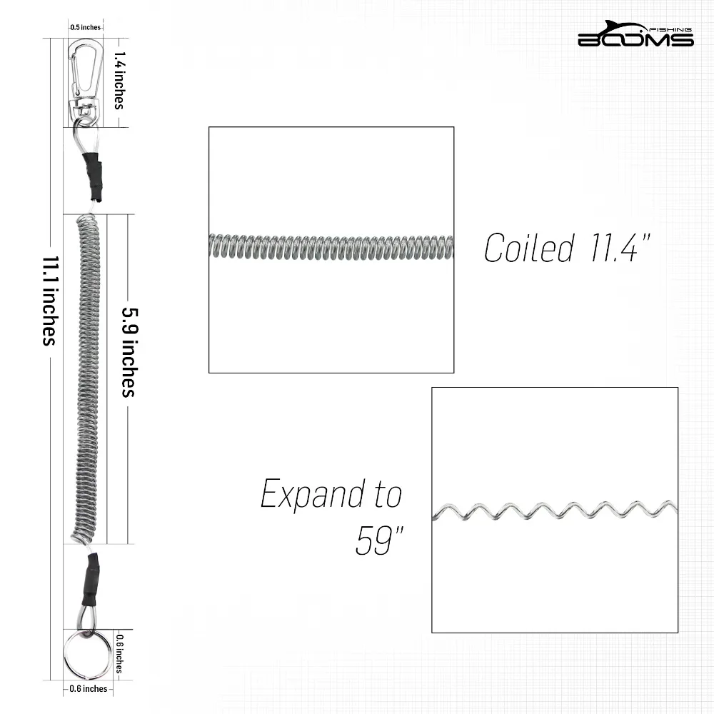 Booms rybaření T4 stočený šňůrka na krk anebo bezpečnosti lano drát ocel kemping upevnit kleště lippe gripy 1.5m maxi připoutat se rybaření nástroje