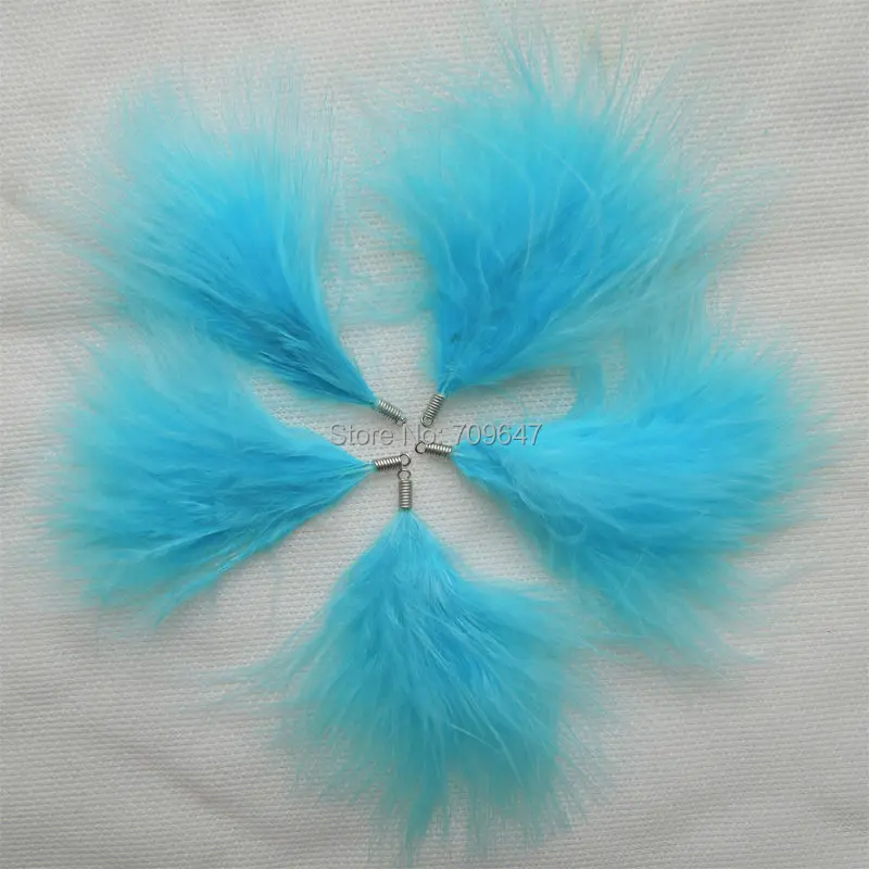 

10pcs/lot!Fluffy Turquoise BLOOD QUILL TURKEY MARABOU FEATHERS,Marabou Feathers with SPRING FASTENERS for jewelry making 6-8cm