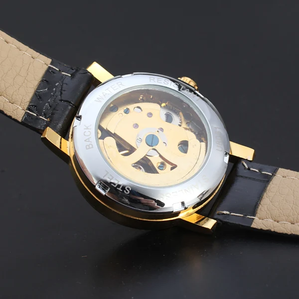 T-WINNER Brand Simple New Watch Popular Classic Hollow Gear Diamond Dial Mechanical Unisex Watch Luxury Automatic Leather Watch