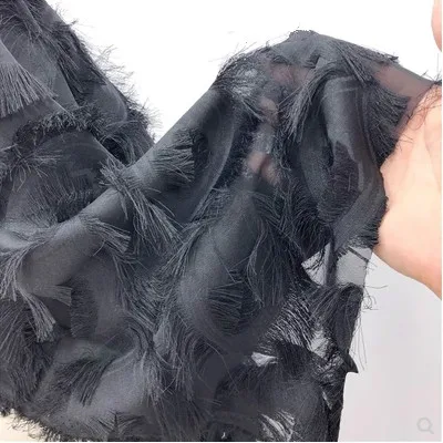 Chiffon Eye Flower Fabric Peacock Feather Cut Tassel Clothing Handmade DIY Fashion Fabrics