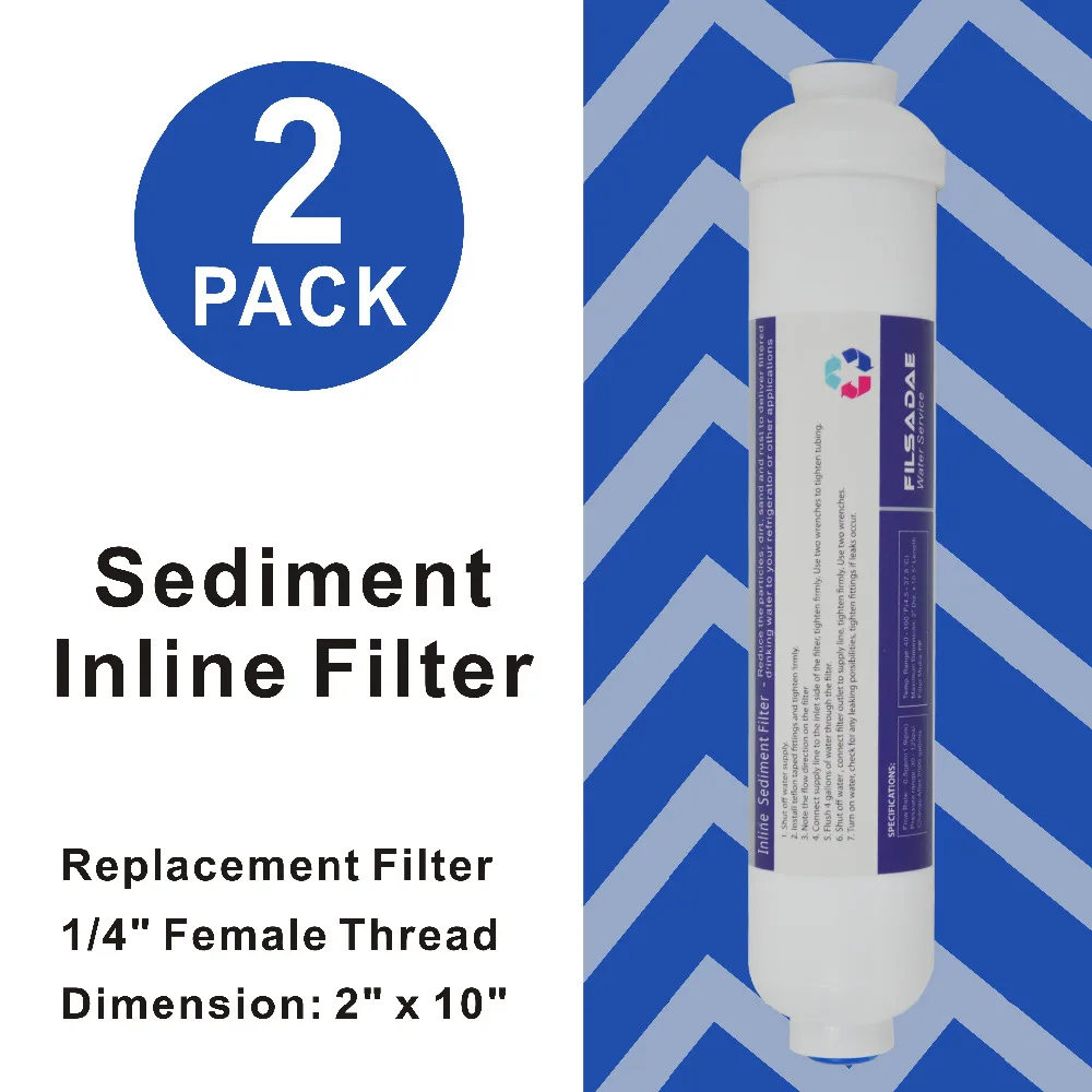 

2 Pack Reverse Osomsis and Water Purifier Replacement Filters 2" OD x 10-Inch T33 Inline Sediment Filter 2000 Gal., 1/4" female