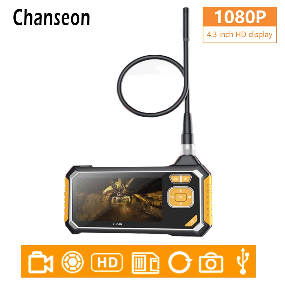 Industrial Endoscope Camera 1080P HD 4.3-inch Digital LCD Screen In Surveillance Cameras Professional Car Inspection Borescope