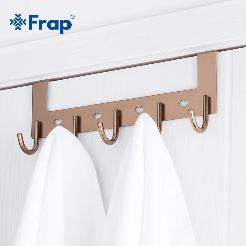 Frap Robe Hook Wall Hooks Nail Coat Hook Space Aluminum 5 Clothes Hooks No Need To Drill Holes Hardware AccessoriesY38022