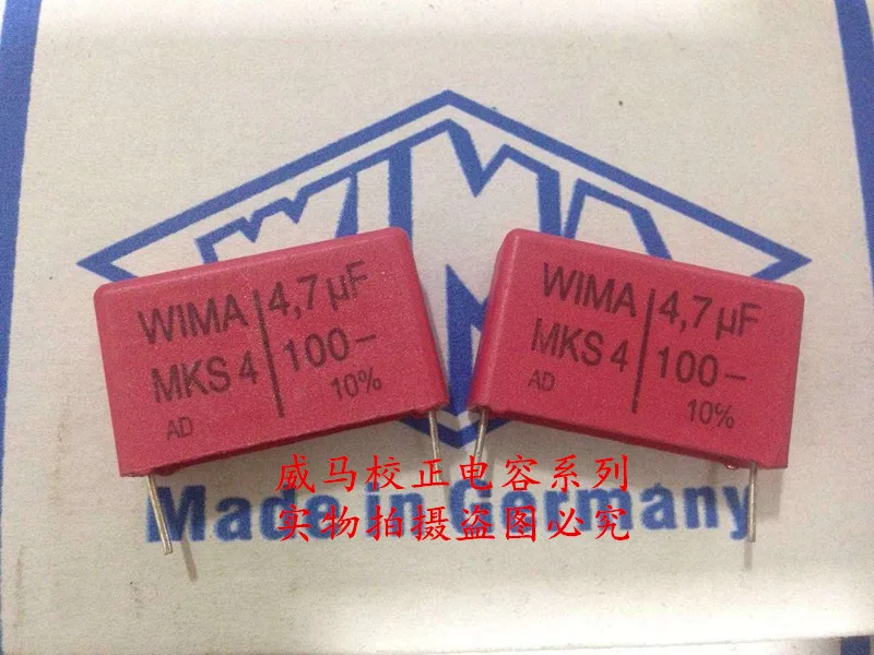 

2020 hot sale 10pcs/20pcs German capacitor WIMA MKS4 100V 4.7UF 100V 475 4U7 P: 27.5mm Audio capacitor free shipping