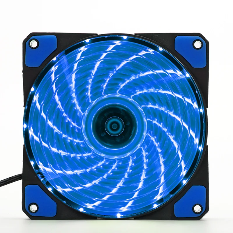 En-Labs 120mm Case Fan 16dB Silent 15 LEDs  Heatsink Cooler Cooling w/ Anti-Vibration Rubber,12CM Fan,12VDC 3P IDE 4pin