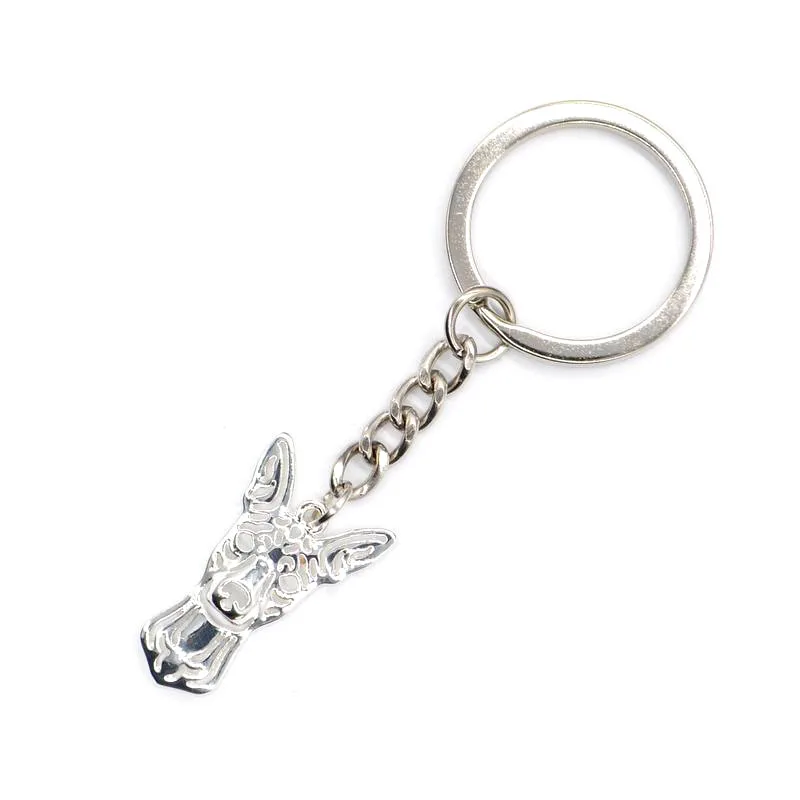 Women\'s Miniature Pinscher With Natural Ears Key Chains Alloy Dog Shaped Key Chains