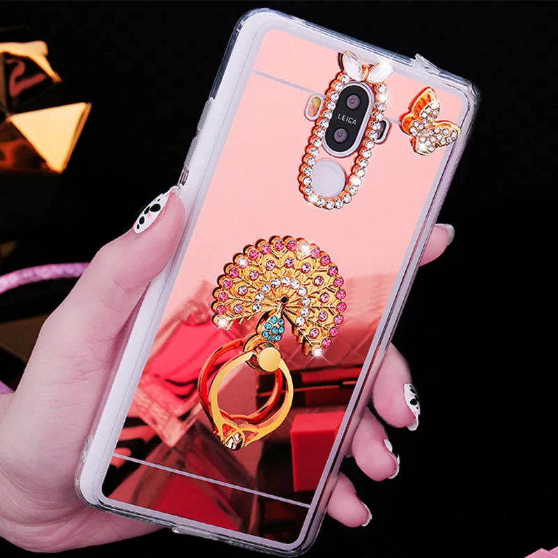 Crystal Rhinestone Ring Holder Stand Case For Huawei Honor 10lite 20lite 10i 20i Y6 Y7 2019 Glitter Mirror Bracket Phone Cover