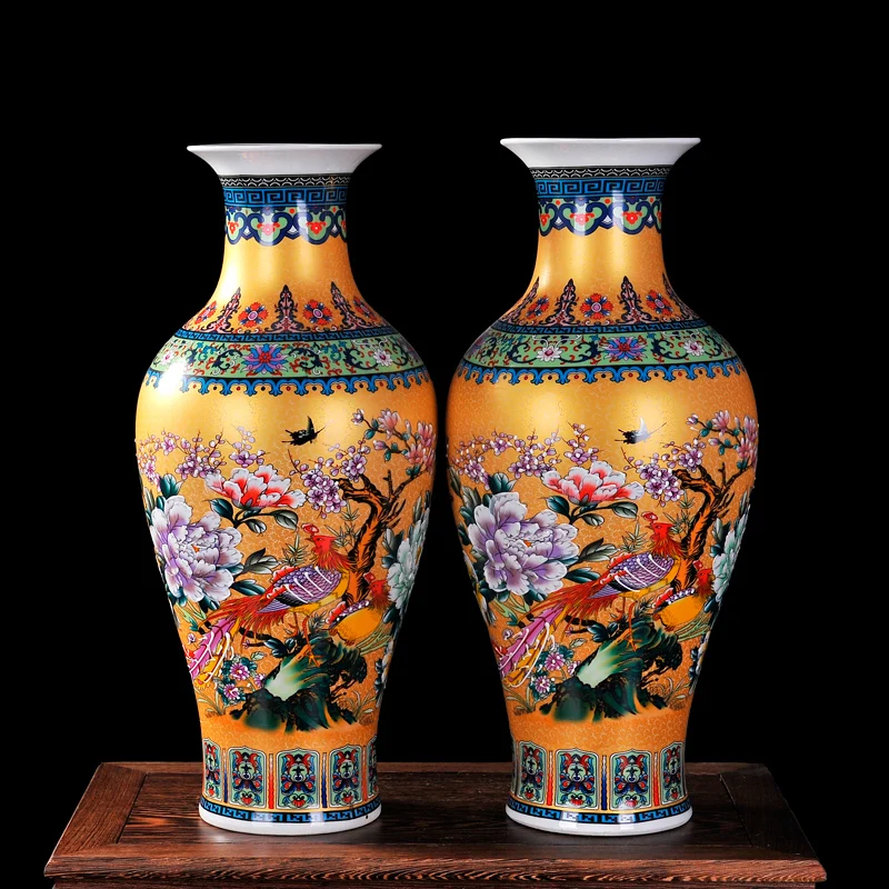 Luxury Jingdezhen Antique Porcelain Enamel Fish Tail Shape Vase Classical Decoration Large Chinese Vases Ancient Palace Vases