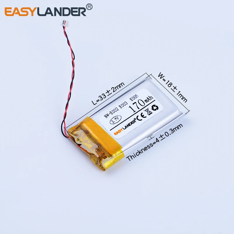 Easylander zamiennik 3.7V 170mAh litowo-polimerowa litowo-jonowa bateria do SONY MP3 NW-E002 NW-E003 NW-E005 oryginalna wtyczka 401833