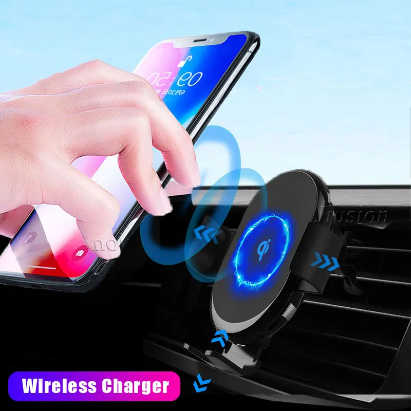 10W Qi Wireless Fast Charger Car Mount Stand Magnetic Sensor Phone Holder For iPhone XS Max For Samsung S9 For Huawei For Xiaomi