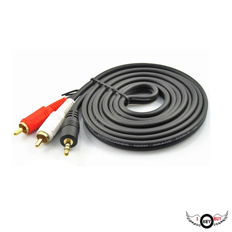 1.5M 3.5 MM Male Jack to AV 2 RCA Male Stereo Music Audio Line AUX Car MP3 Audio Adapter Cable For PC Phone TV Sound Speakers