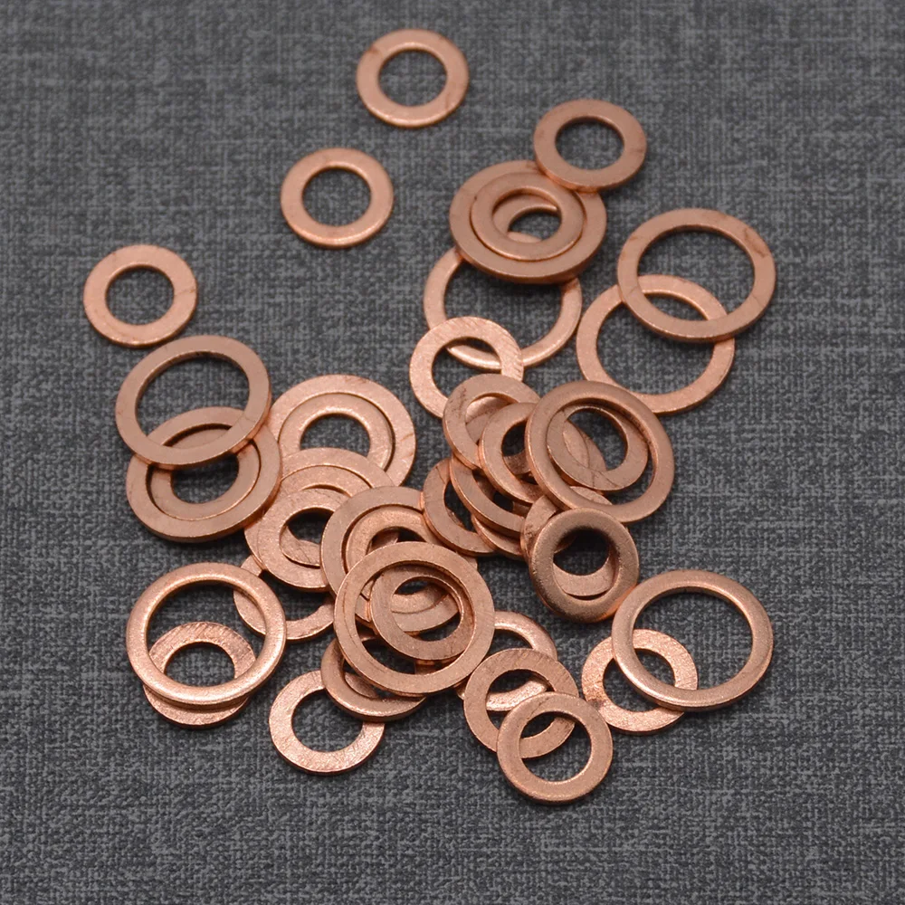 10PCS Solid Copper Washer Flat Ring Gasket Sump Plug Oil Seal Fittings 10*14*1MM Fastener Hardware Accessories 10x14x1MM