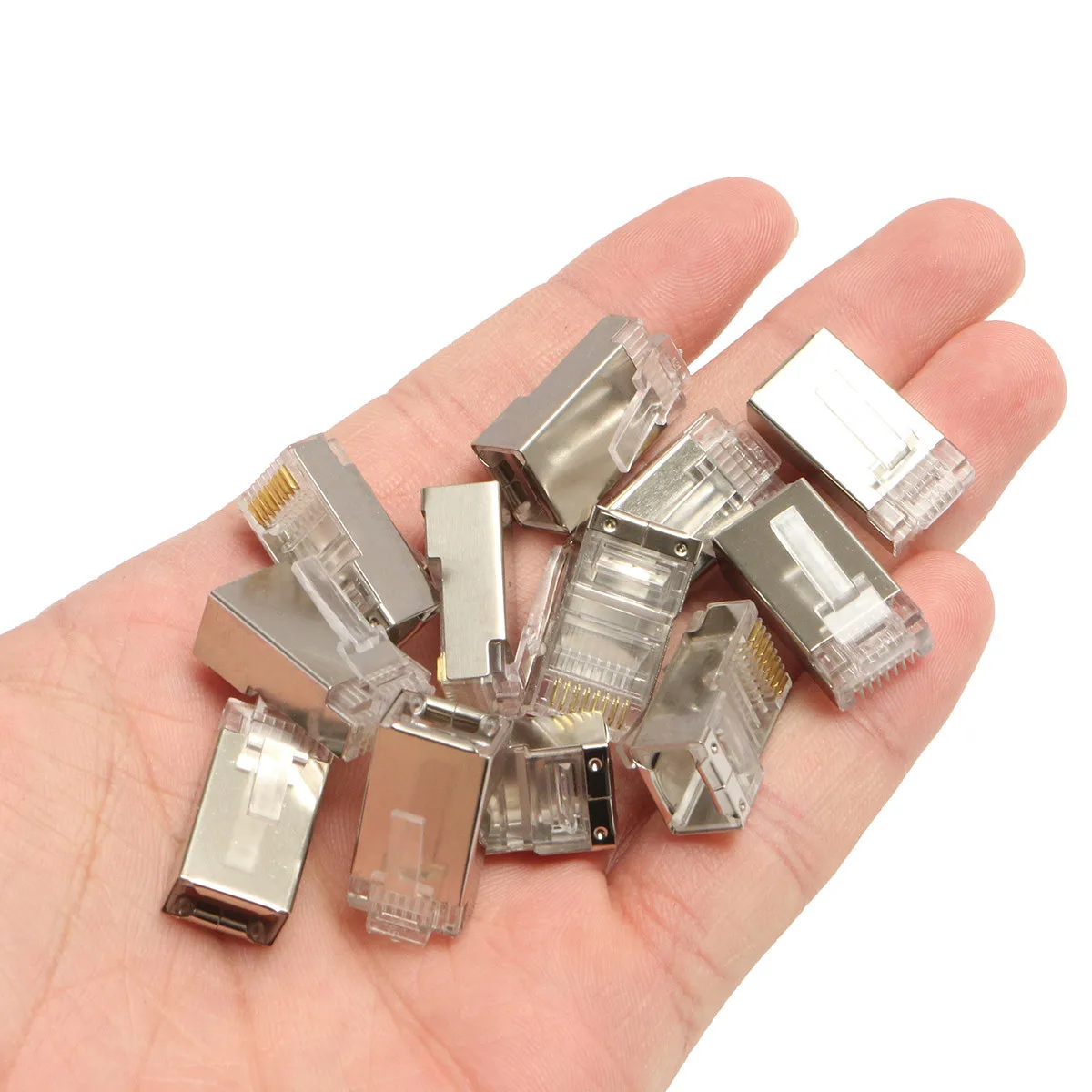 Высококачественный 50 шт. разъем RJ45 Cat6 8-контактный 8P8C экранированный многожильный обжимной модульный разъем розетки