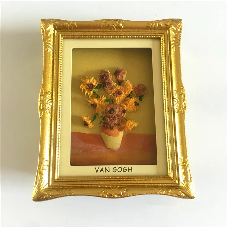 Van Gogh Sunflowers Paris Arc De Triomphe Star Frame 3D Fridge Magnets Travel Souvenirs Refrigerator Magnetic Stickers