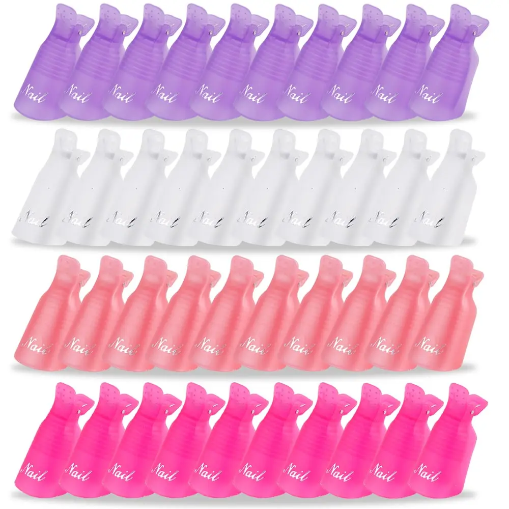 10pcs Nail Clips Gel Polish Remover Nail Art Soaker Caps UV Degreaser Polish Remover Tool Plastic Clips Soak Off Caps Wraps