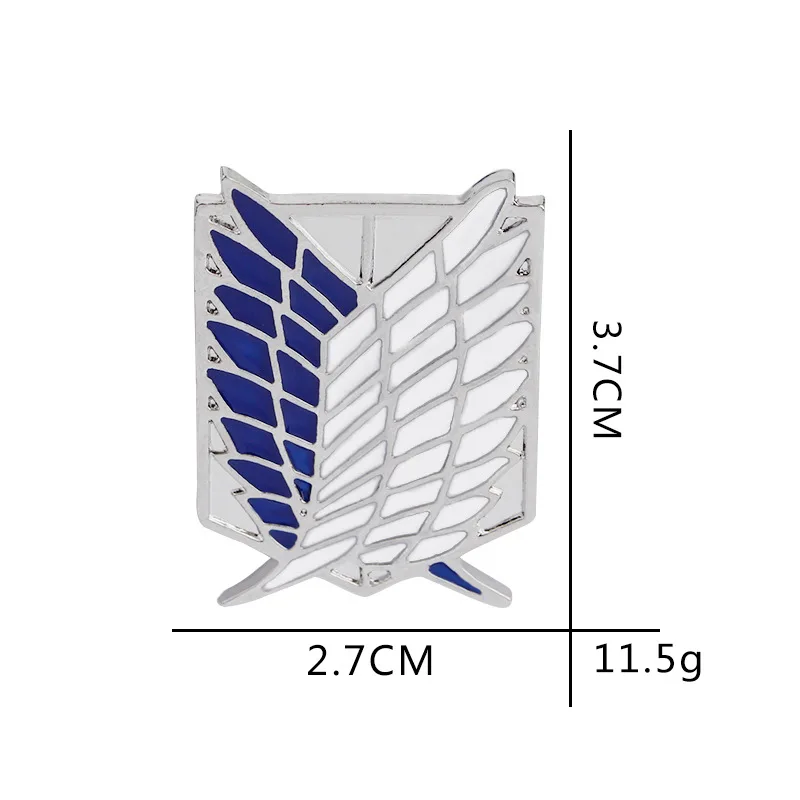 Fashion Jewelry Attack On Titan Pins Enamel Wings Brooches Black White Blue Feather Pin Metal Mini Giant Legion Flag Badge Pins