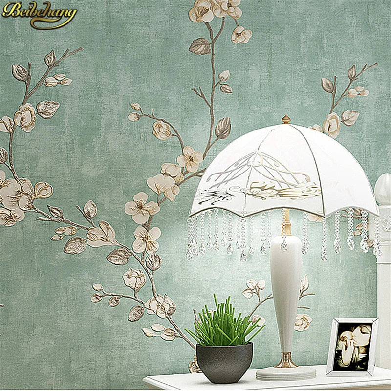 

beibehang Stereoscopic 3D idyllic American flower self-adhesive wallpaper warm bedroom living room TV background wall sticker