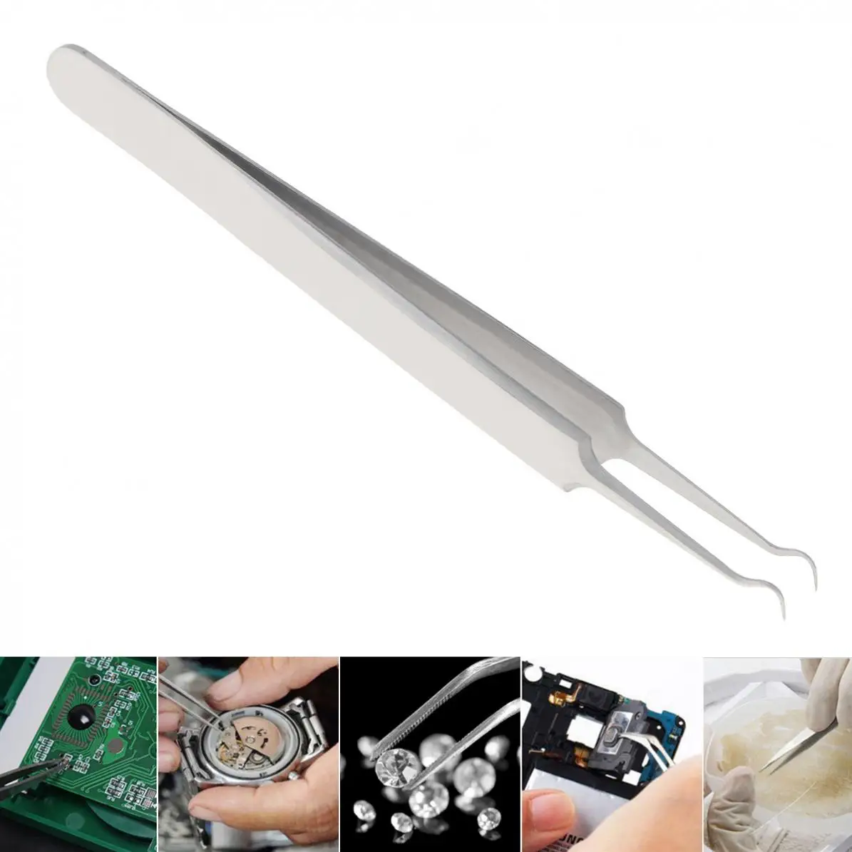 115MM Stainless Steel Tweezers Big Bend Blackhead Whelk Clip Pimple Comedone Tweezer for Face Cleaner