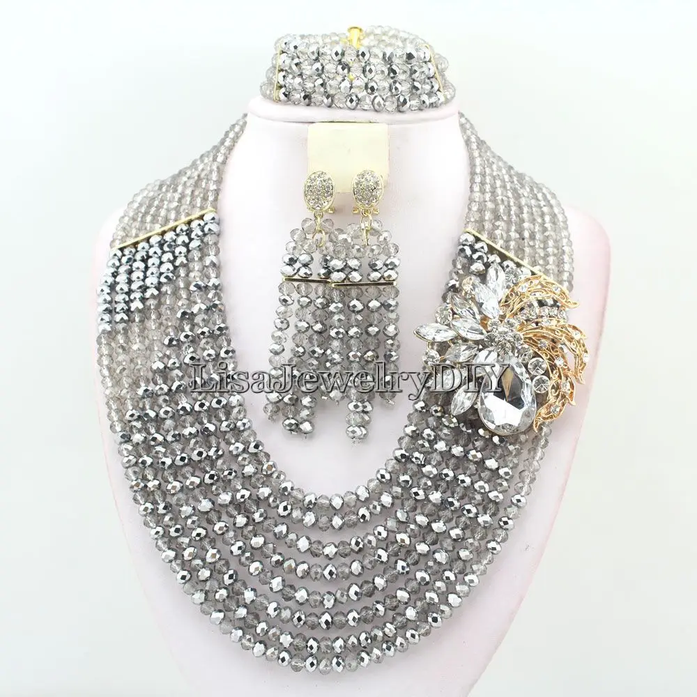 

Fashionable African Beads Jewelry Sets Crystal Beads Jewelry Set Nigerian Wedding Necklace Jewelry Set HD4027