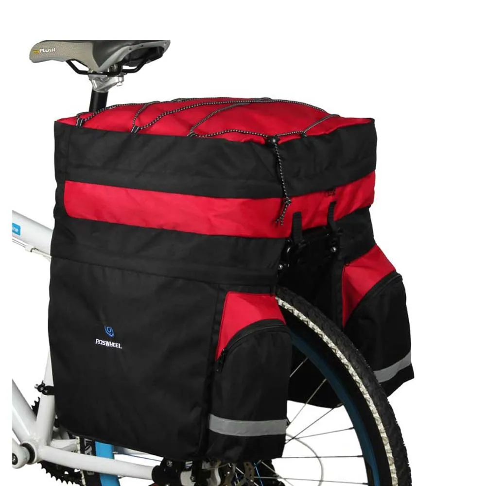 Roswheel 60L Bike accessories Bag Black Blue Red Double Bicycle Rear Seat Trunk Bag Handbag Pannier With Rain Cover