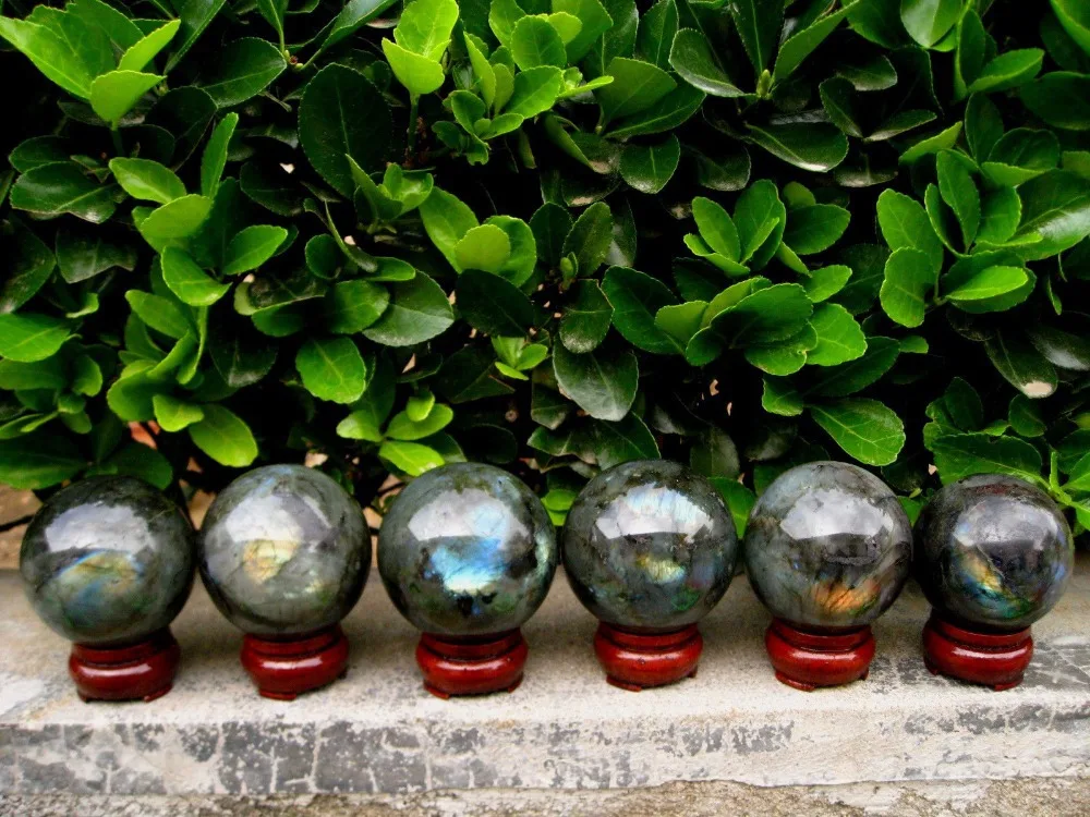 1000g NATURAL Labradorite quartz crystal sphere ball+stand healing