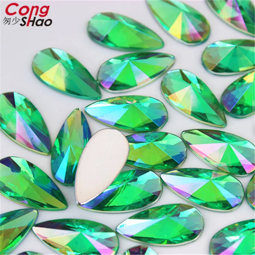 50pcs 9*18mm Tear Drop Shape Acrylic AB Rhinestones Glue On Flatback Pointed Stones Strass For DIY Crafts Jewelry Making WC455