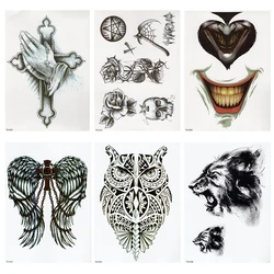 CROWN SCHÄDEL SCYTHE DEATH ANGEL WINGS KREUZ TEMPORÄRE TATTOO, KRUZIFIX, KÖRPER KUNST, HERREN, FRAUEN