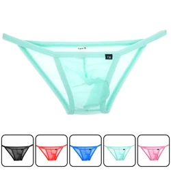 2019 Sexy Men Jockstrap Gay Men Underwear Briefs Penis Pouch Bikini new Translucent Bright Network Yarn underwear