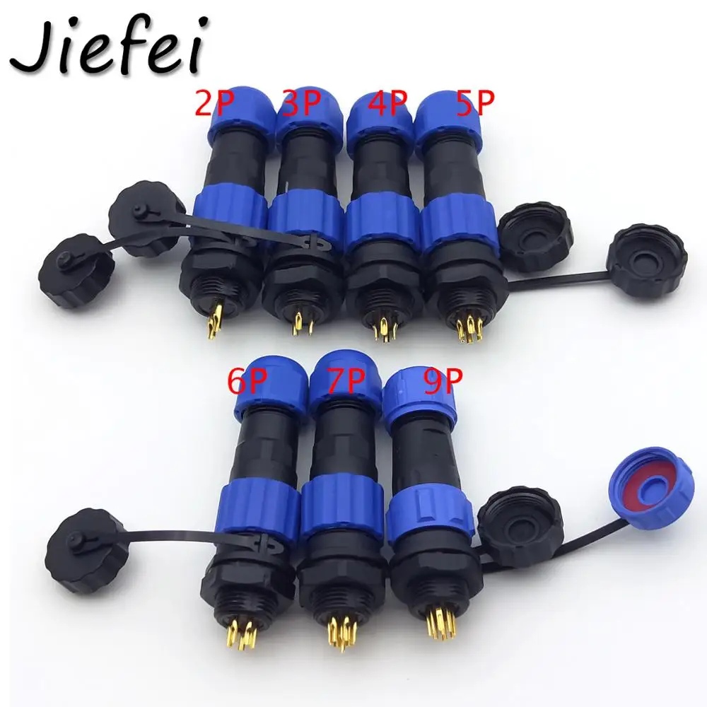 10Set SP13 2pin 3pin 4pin 5pin 6pin 7pin 9pin waterproof connector Cable socket Waterproof Aviation plug Coupler docking