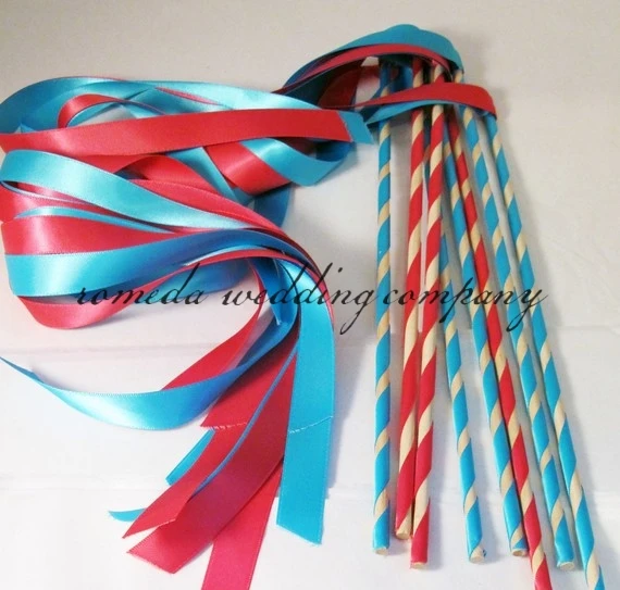 

2016 the Newest Enchanted Wedding Ribbon Wands 50 Pack IN YOUR COLORS Ceremony Exit Idea, New spiral ribbon stick