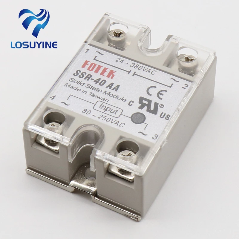 1 pcs SSR-40 AA AC-AC Metal Base Solid State Relay Moudle SSR-40AA 40A Output AC 24-380V Good Quality Wholesale Hot Sale Promot