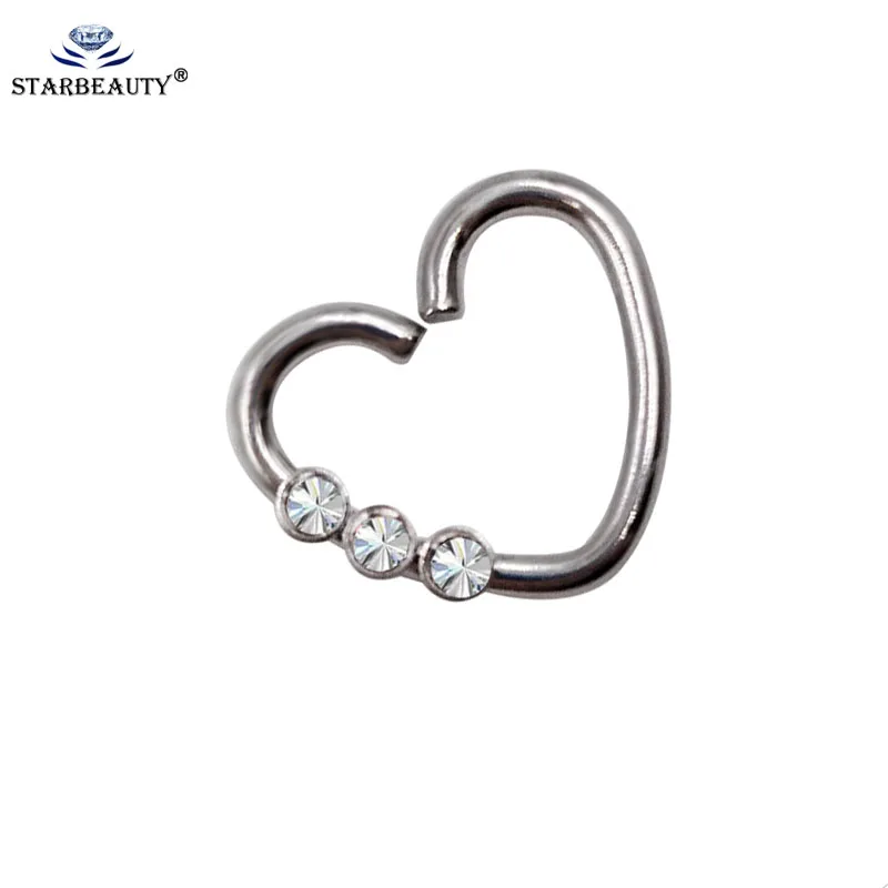 Heart Shaped Zircon Left Closure Daith Cartilage Earring Wholesale Surgical Stainless Steel Barbell Tragus Piercing