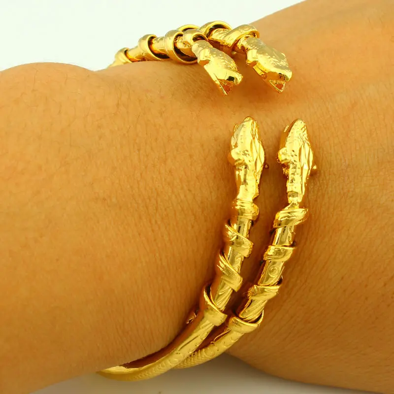 Adixyn Ethiopian Dragon Bracelet For Women Men Gold Color Bangle jewelry Ethiopian/USA/African Animal bracelet bangles Items