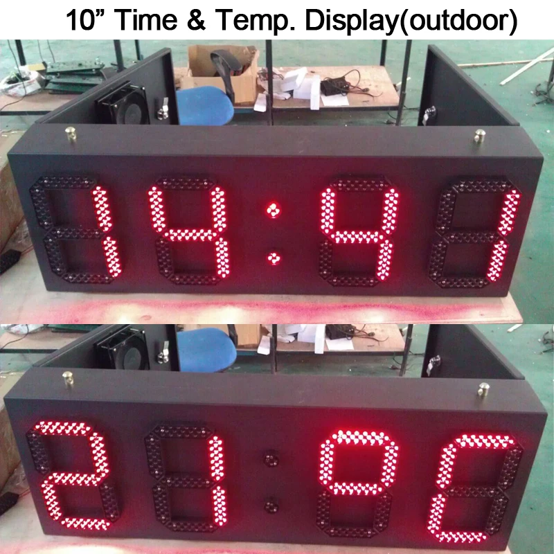 

10" inch red color time and temperature led display led signs outdoor waterproof cabinet