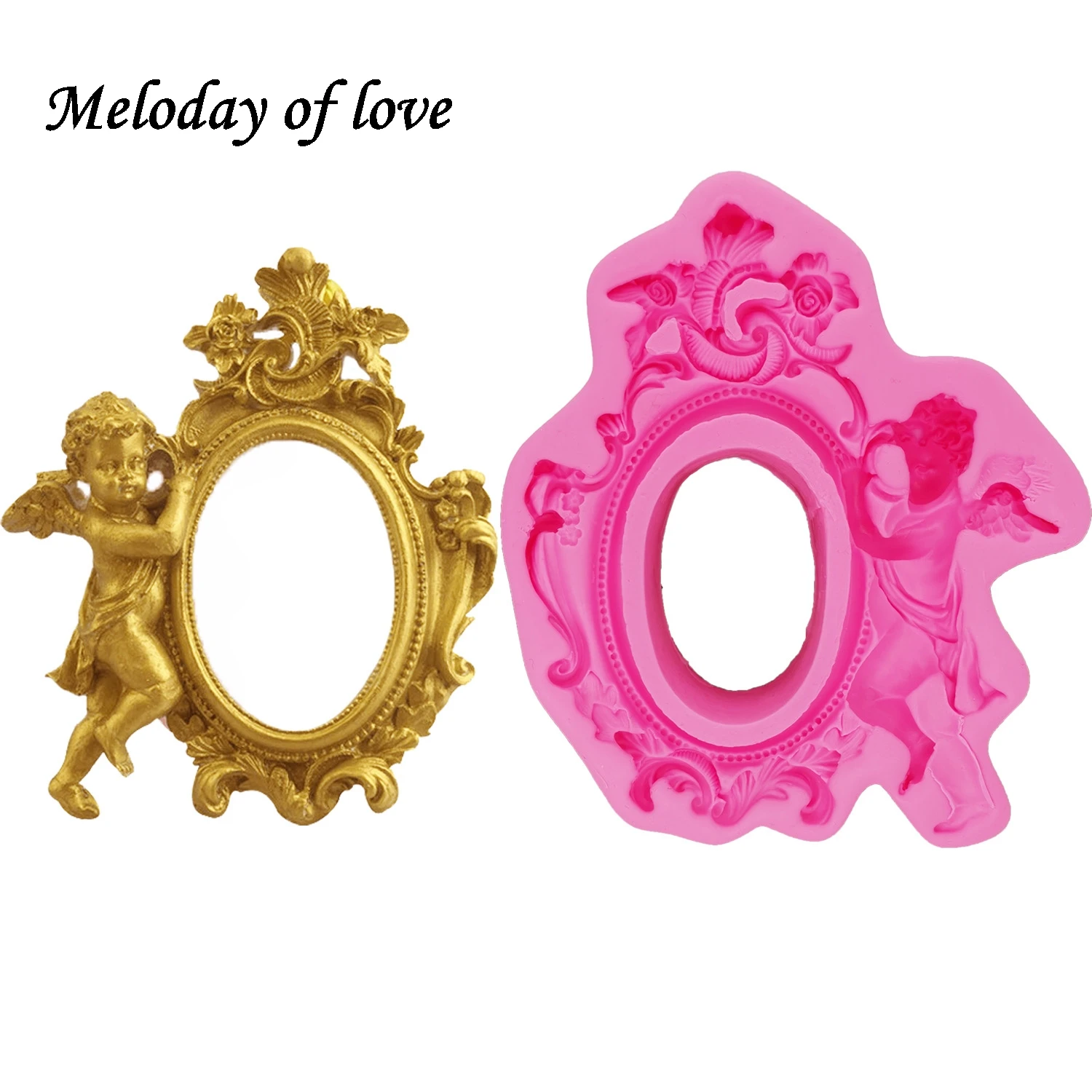 

large size Baby angel frame Silicone fondant molds flower cake decorating tools chocolate mould Sugar Craft Molds DIY Cake T1300