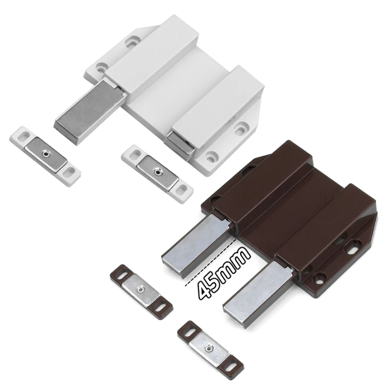 2Pcs Double Magnetic Catch Latch for Cabinet Cupboard Door Push Press Double Touch Catch Stop Self-Aligning Cupboard Magnet