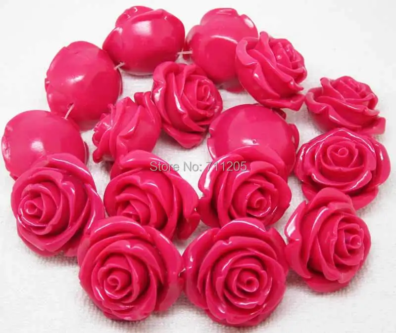 Wholesale 10pcs, 36mm Beautiful Pink Synthetic Resin Rose beads, Min. Order is $10,we provide mixed wholesale for all items !