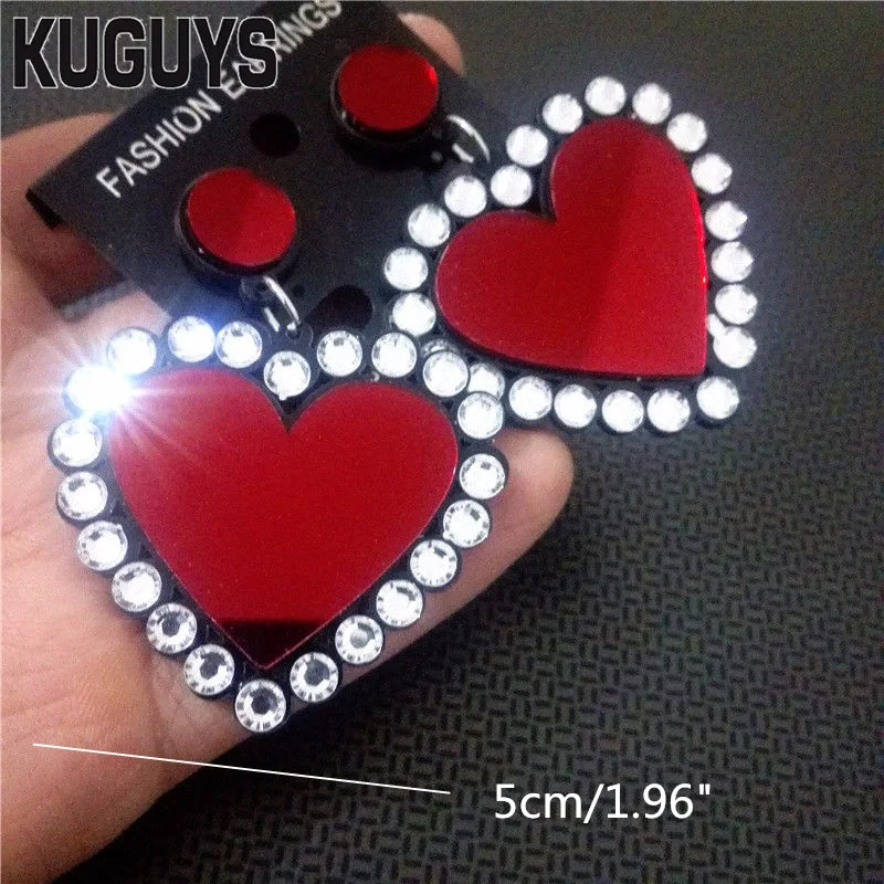 أقراط كبيرة من kumen على شكل قلب أحمر من الأكريليك للسيدات أقراط عصرية من Oorbellen HipHop أقراط Pendientes